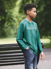 Blue/Teal Varsity Long Sleeve Heavyweight Varsity T-Shirt (3-16yrs) - Image 3 of 8