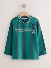 Blue/Teal Varsity Long Sleeve Heavyweight Varsity T-Shirt (3-16yrs) - Image 5 of 8