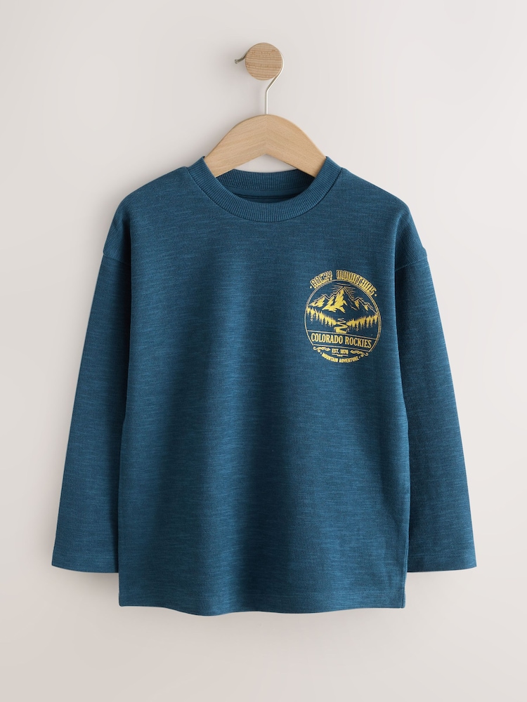 Blue Mountains Relaxed Fit Graphic Long Sleeve Cotton T-Shirt (3-16yrs) - Image 1 of 5 Blue Mountains Relaxed Fit Graphic Long Sleeve Cotton T-Shirt (3-16yrs) - Image 1 of 5