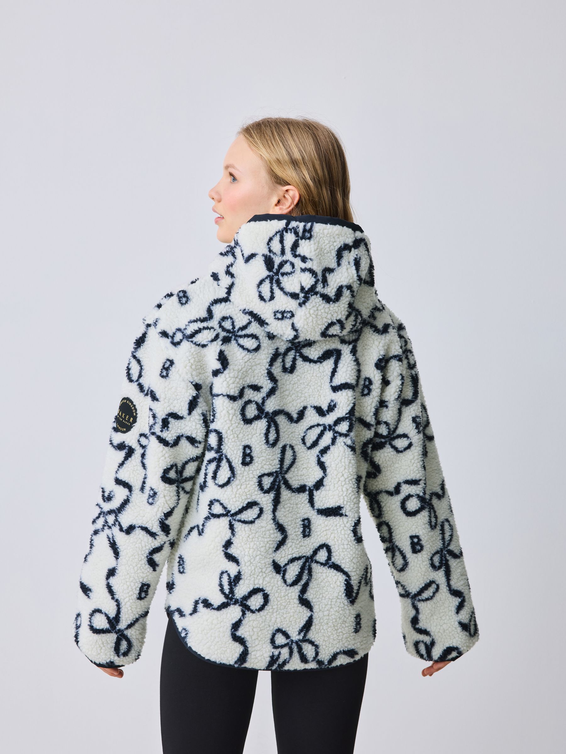 Buy Baker by Ted Baker Ivory Bow Borg Hooded Fleece from Next USA