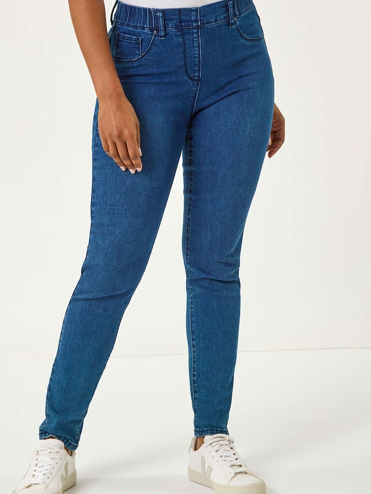 Roman Blue Petite Stretch Denim Leggings - Image 1 of 4 Roman Blue Petite Stretch Denim Leggings - Image 1 of 4