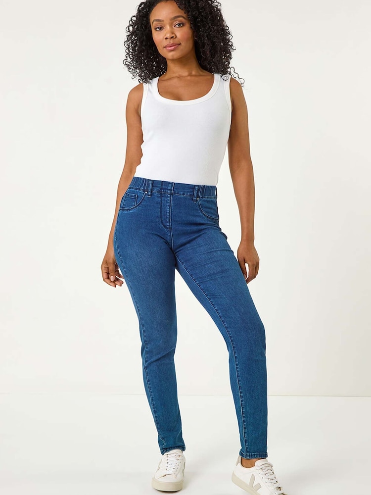 Roman Blue Petite Stretch Denim Leggings - Image 2 of 4 Roman Blue Petite Stretch Denim Leggings - Image 2 of 4