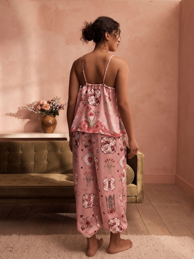B by Ted Baker Pink Floral Satin Cami Pyjamas Set - Image 2 of 7 B by Ted Baker Pink Floral Satin Cami Pyjamas Set - Image 2 of 7