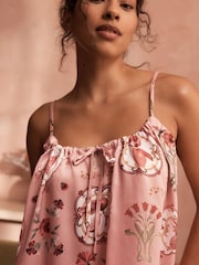 B by Ted Baker Pink Floral Satin Cami Pyjamas Set - Image 4 of 7