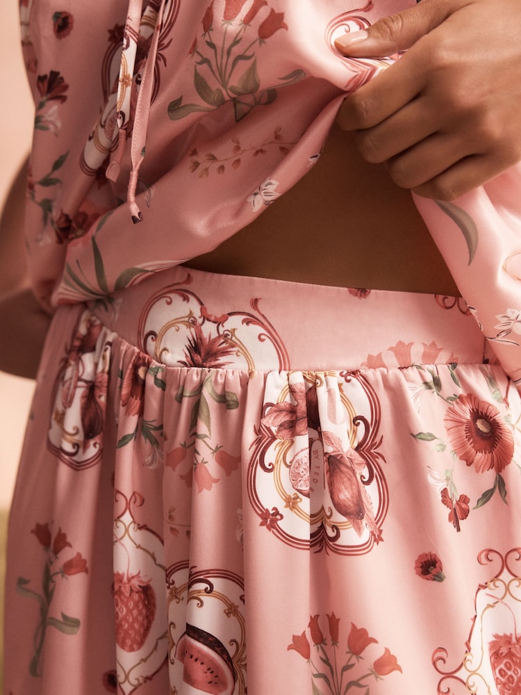 B by Ted Baker Pink Floral Satin Cami Pyjamas Set - Image 7 of 7 B by Ted Baker Pink Floral Satin Cami Pyjamas Set - Image 7 of 7