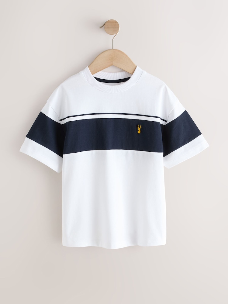 White/Navy Colourblock Short Sleeve T-Shirt (3-16yrs) - Image 1 of 4