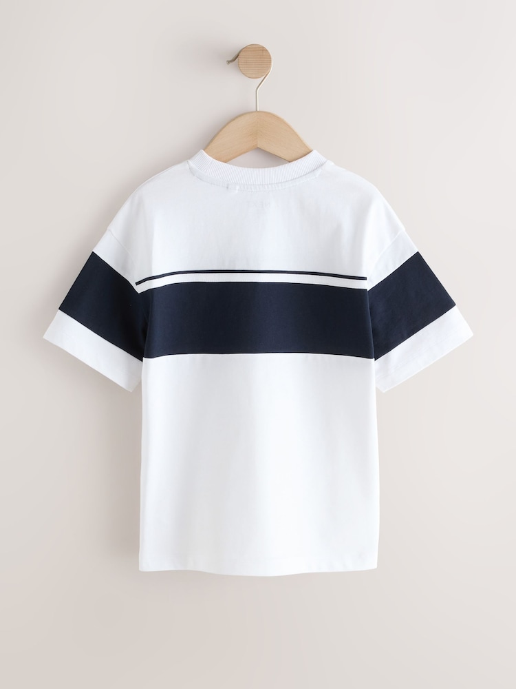 White/Navy Colourblock Short Sleeve T-Shirt (3-16yrs) - Image 2 of 4