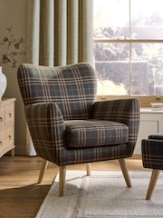 Heritage Check Dark Green Wilson Highback Armchair - Image 1 of 9