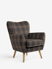 Heritage Check Dark Green Wilson Highback Armchair - Image 5 of 9