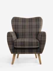 Heritage Check Dark Green Wilson Highback Armchair - Image 6 of 9