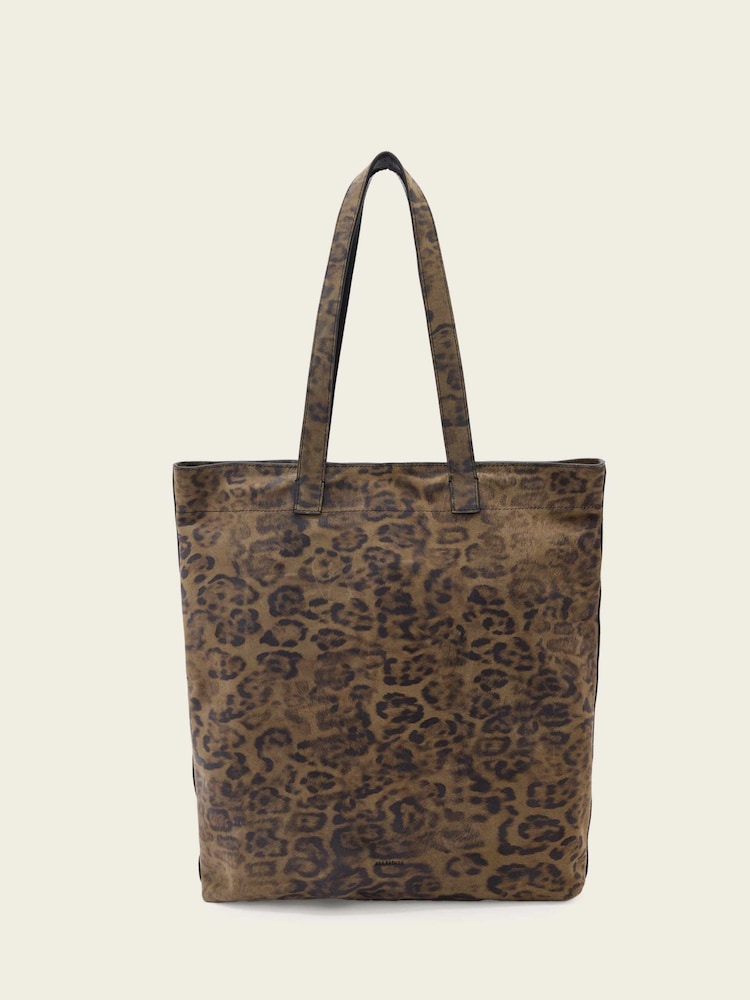 AllSaints Green Yuto Leopard Tote - Image 1 of 5 AllSaints Green Yuto Leopard Tote - Image 1 of 5