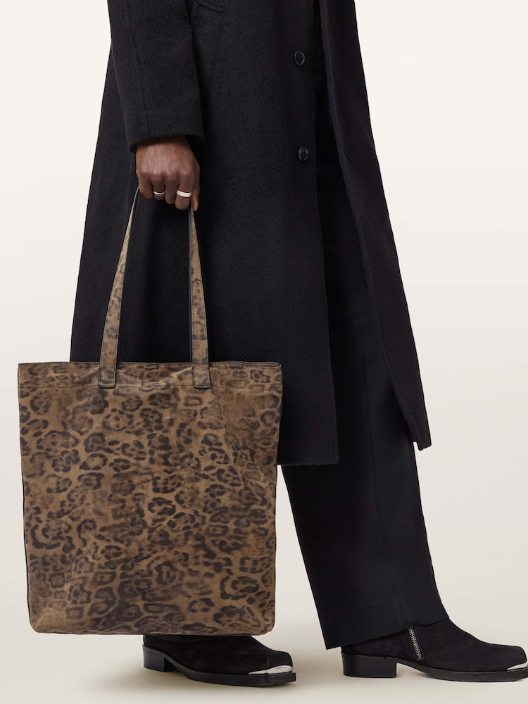 AllSaints Green Yuto Leopard Tote - Image 2 of 5 AllSaints Green Yuto Leopard Tote - Image 2 of 5