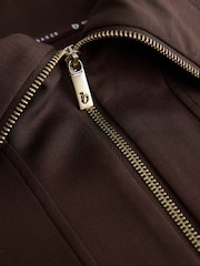 B by Ted Baker Viscose Lounge Quarter Zip Chocolate Brown Top - Image 5 of 10