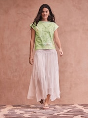 Green Graphic Raw Seam Short Cap Sleeve T-Shirt - Image 2 of 9