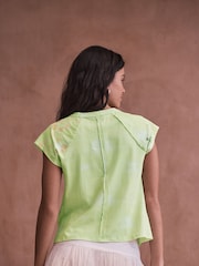 Green Graphic Raw Seam Short Cap Sleeve T-Shirt - Image 4 of 9