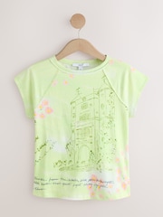Green Graphic Raw Seam Short Cap Sleeve T-Shirt - Image 7 of 9