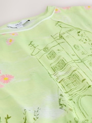 Green Graphic Raw Seam Short Cap Sleeve T-Shirt - Image 9 of 9