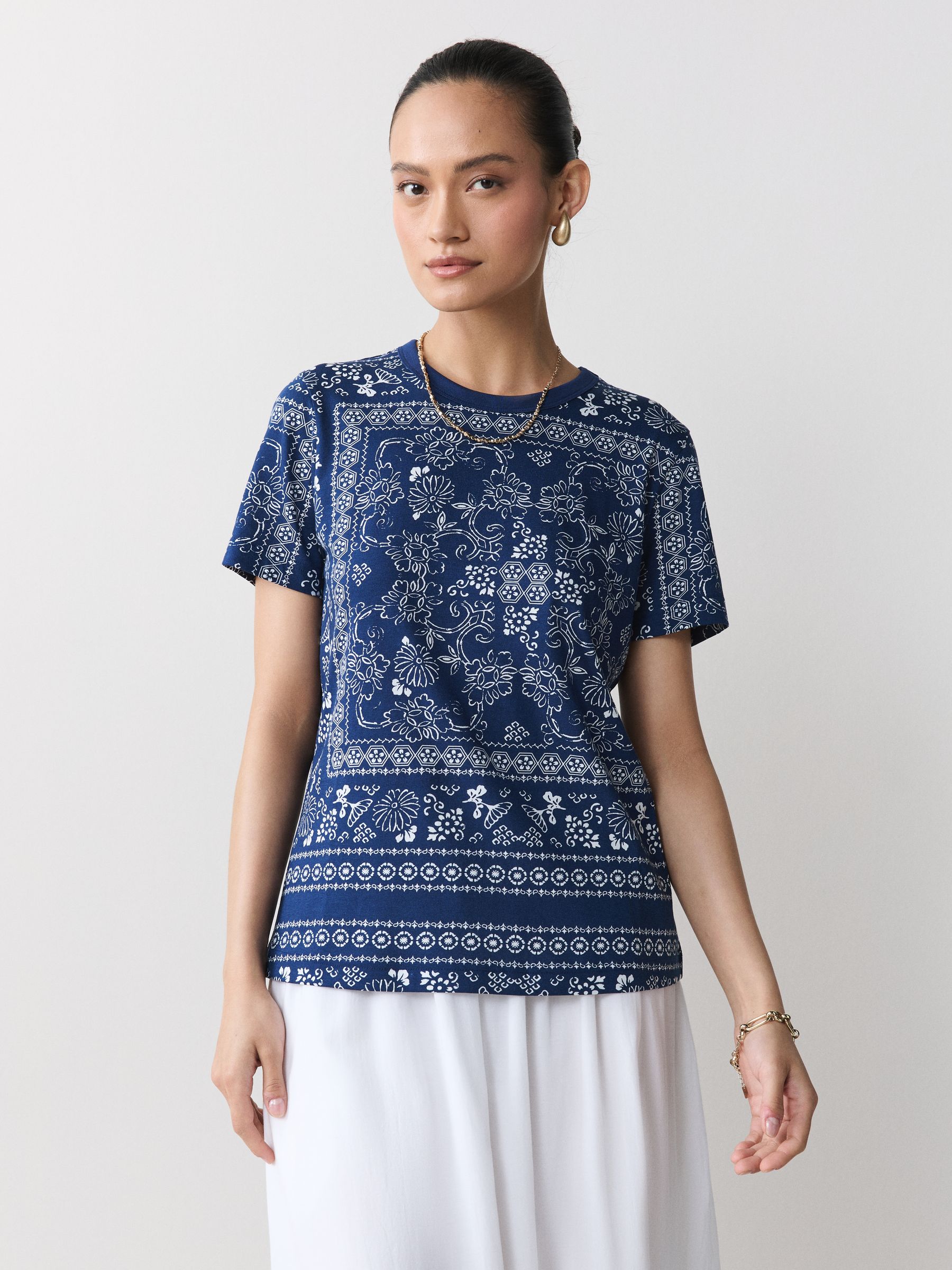 Buy Navy Blue Bandana Print Essential T-Shirt from Next USA