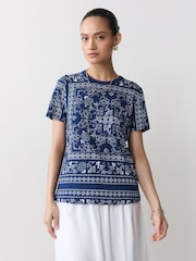 Blue/Navy Bandana Print Essentials T-Shirt - Image 2 of 7