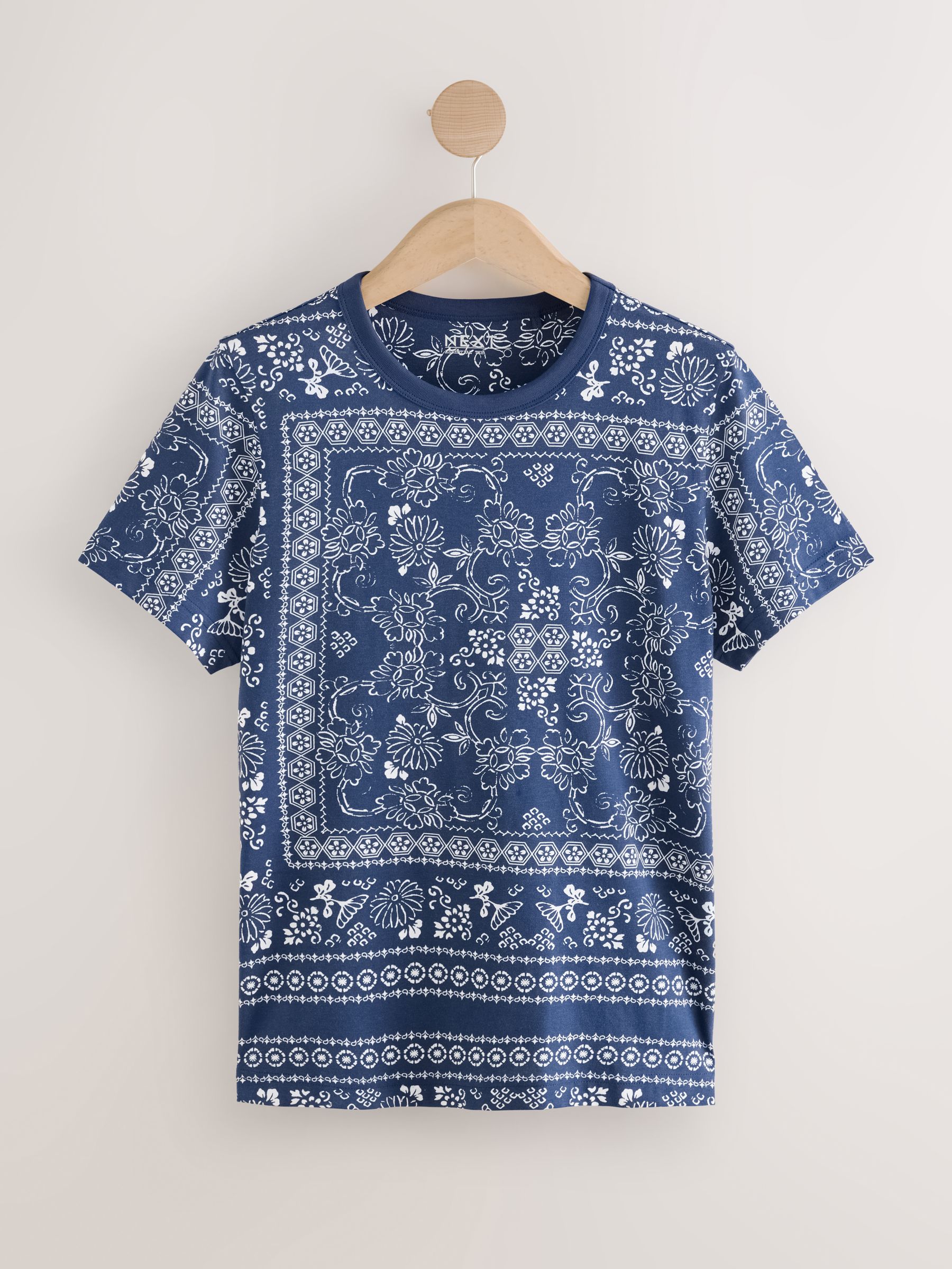Buy Navy Blue Bandana Print Essential T-Shirt from Next USA