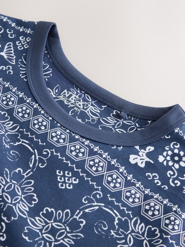 Blue/Navy Bandana Print Essentials T-Shirt - Image 7 of 7