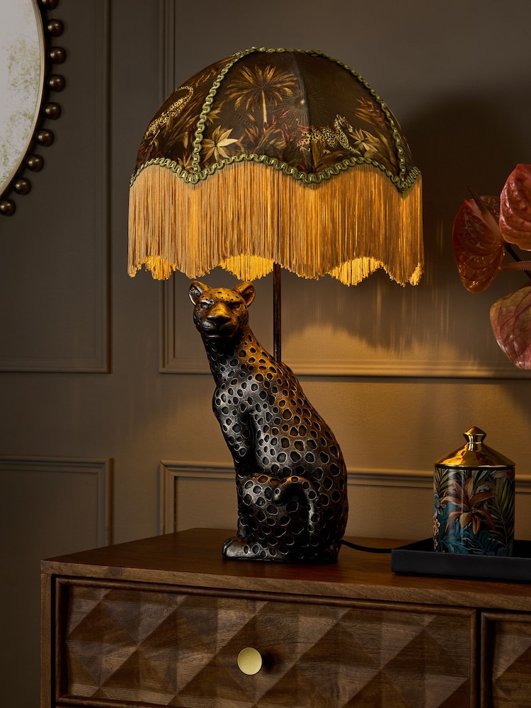 Black Luca Leopard Table Lamp - Image 1 of 6 Black Luca Leopard Table Lamp - Image 1 of 6