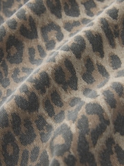 Leopard Print Short Sleeve Utility Denim Mini Dress - Image 8 of 8