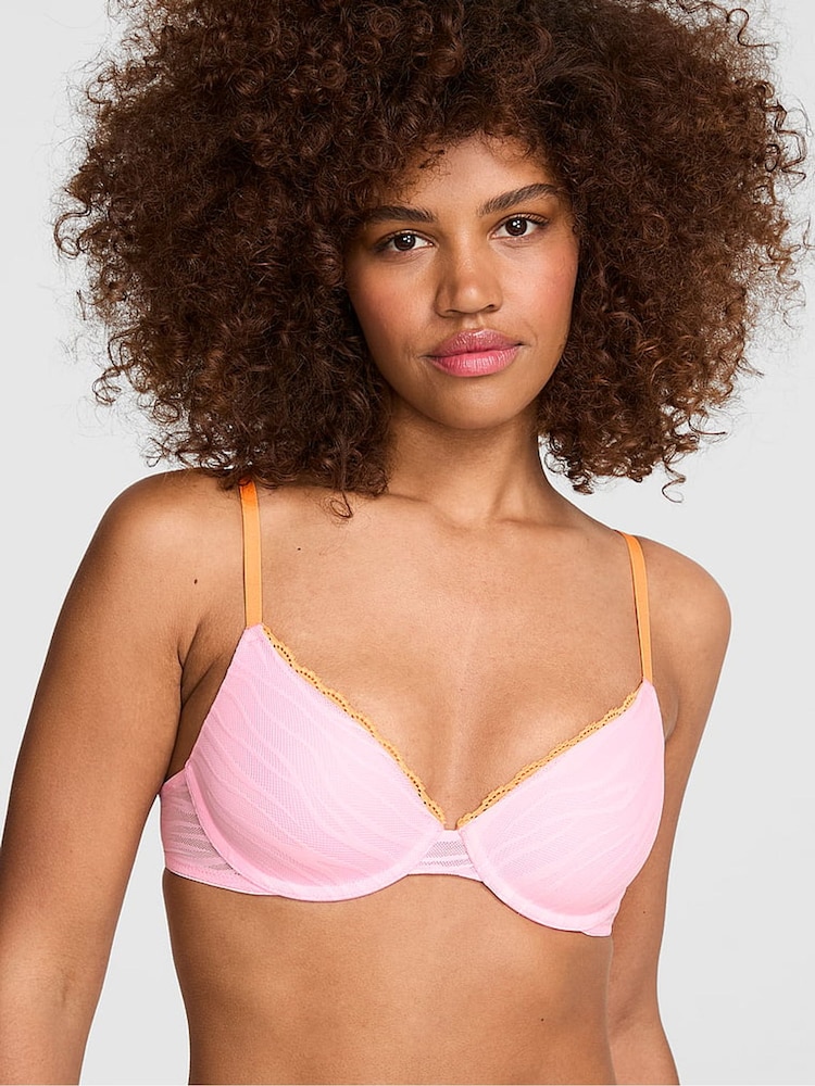 Victoria's Secret Pink Boardwalk Pink Lightly Lined Zebra Lace Bra - Image 1 of 2