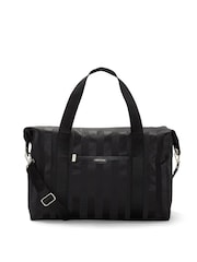 Victoria's Secret Black Jacquard Stripe Overnight Travel Bag - Image 1 of 3