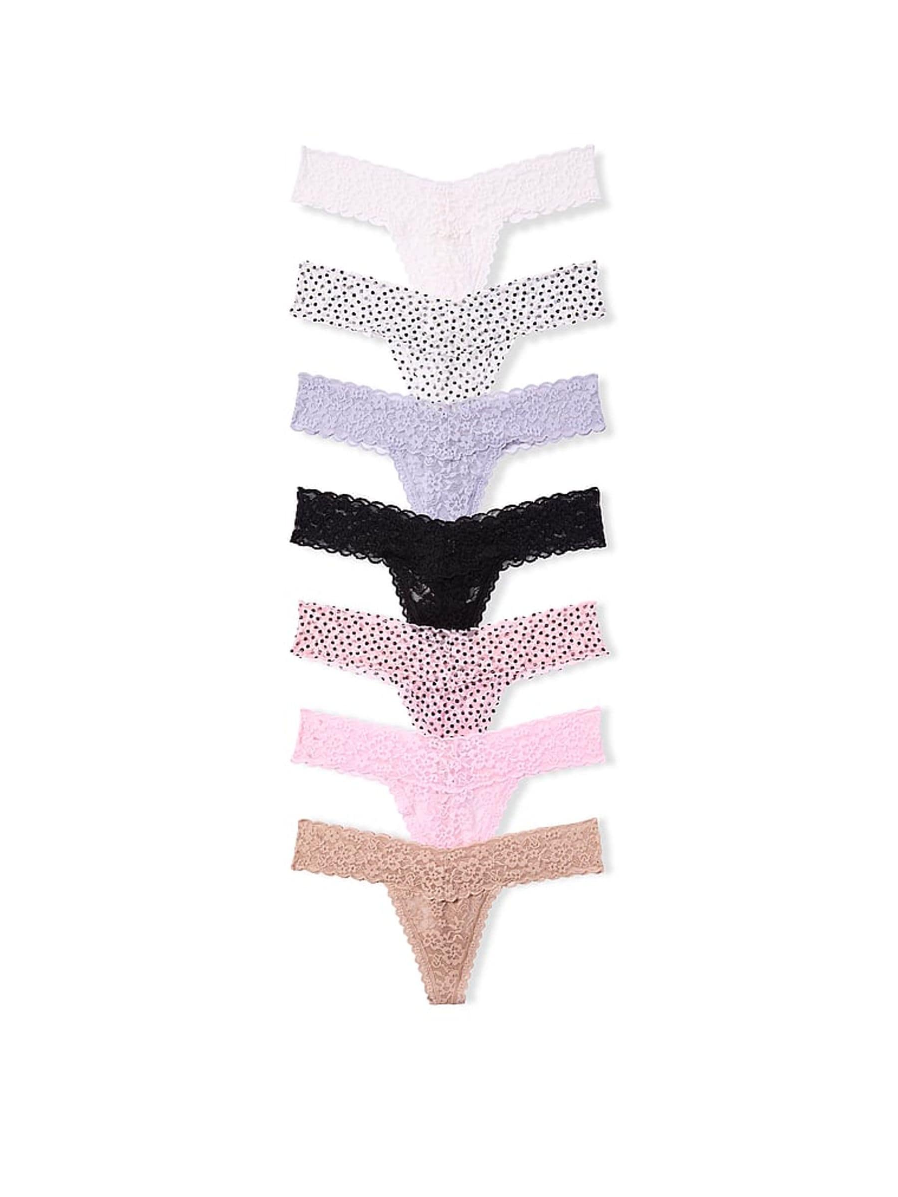 Victoria's Secret White/Purple/Black/Pink/Nude Thong 7 Pack Knickers