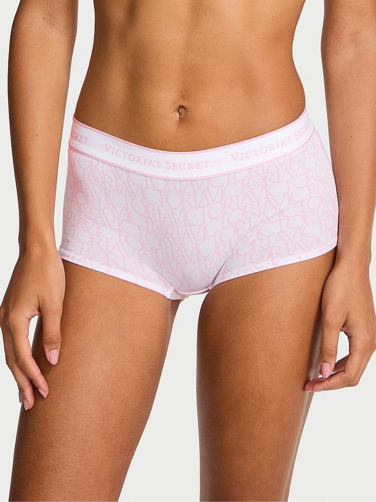 Victoria's Secret White & Pink Short Logo Knickers - Image 1 of 2