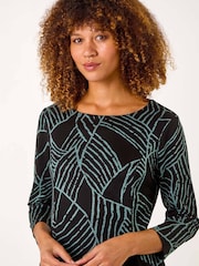 Roman Green Abstract Print Pocket Detail Tunic Dress - Image 1 of 5