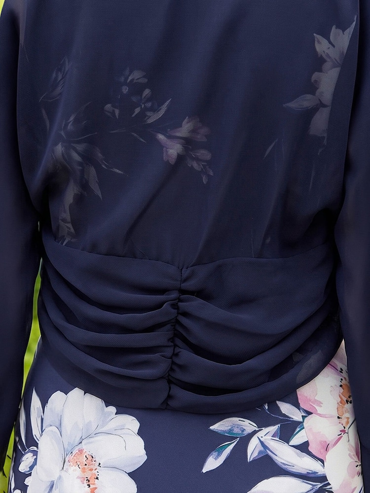 Azul - Bolero de chiffon com bainha franzida Roman - Imagem 5 de 5