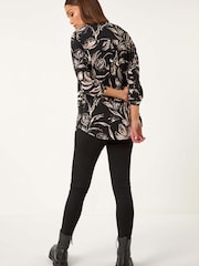 Roman Natural Abstract Print Shoulder Pleat Shirt - Image 2 of 5