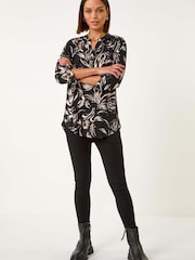 Roman Natural Abstract Print Shoulder Pleat Shirt - Image 3 of 5