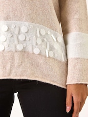 Roman Natural Sequin Colour Block Knit Jumper - Image 4 of 5