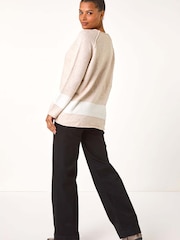 Roman Natural Sequin Colour Block Knit Jumper - Image 5 of 5