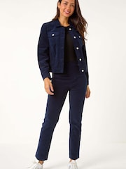 Roman Blue Corduroy Pocket Detail Stretch Jacket - Image 5 of 5