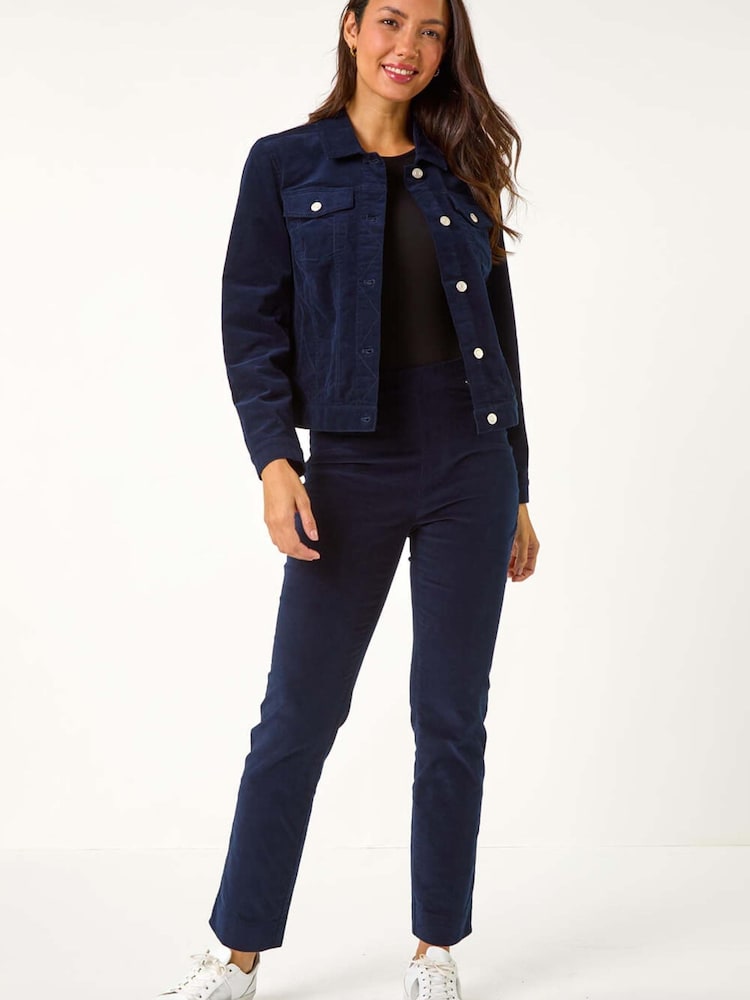 Roman Blue Corduroy Pocket Detail Stretch Jacket - Image 5 of 5