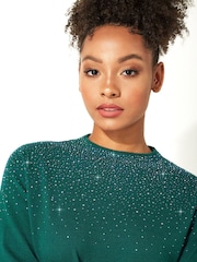 Roman Green Sparkly High Neck Knit Jumper - Image 8 of 8