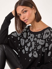 Suéter con estampado animal y detalle de strass de Roman - Imagen 5 de 5