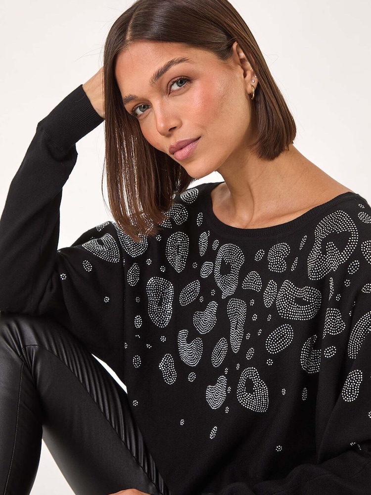 Suéter con estampado animal y detalle de strass de Roman - Imagen 5 de 5