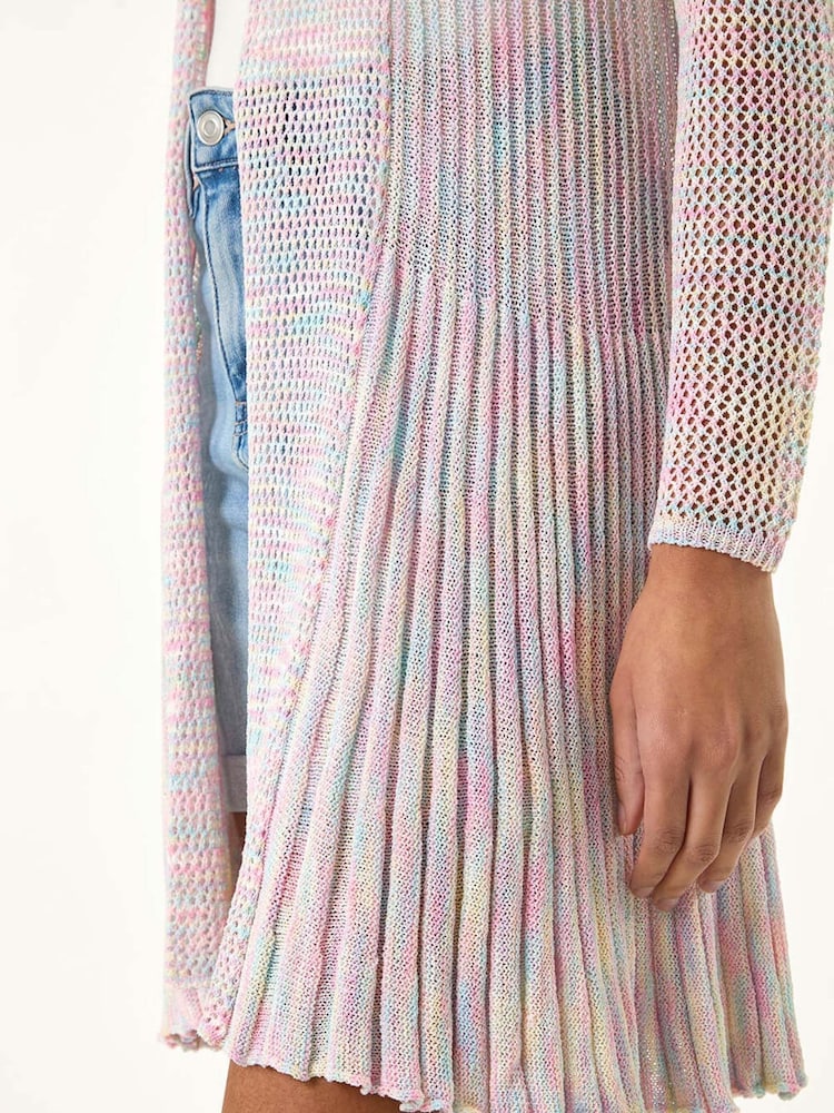 Roman Blue Pointelle Longline Cardigan - Image 2 of 5 Roman Blue Pointelle Longline Cardigan - Image 2 of 5