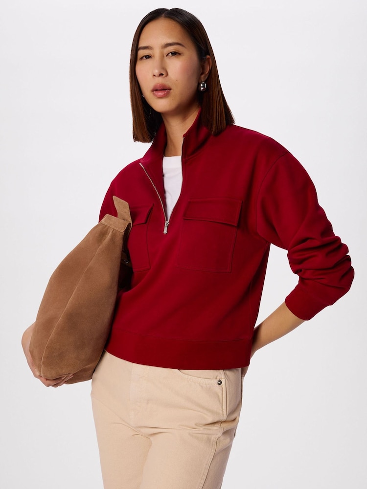 Whistles Red Funnel Quarter Zip Sweat - Image 1 of 5