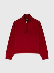 Whistles Red Funnel Quarter Zip Sweat - Image 5 of 5