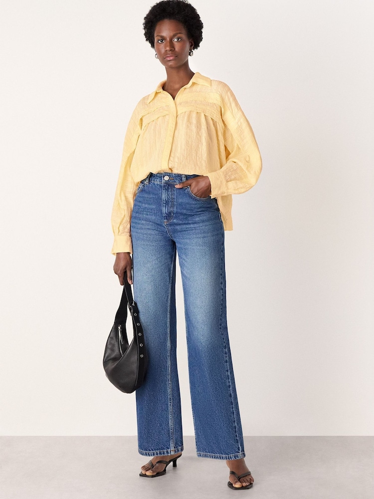 Whistles Yellow Textured Frill Detail Blouse - Image 2 of 5