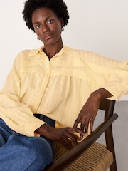 Whistles Yellow Textured Frill Detail Blouse - Image 4 of 5