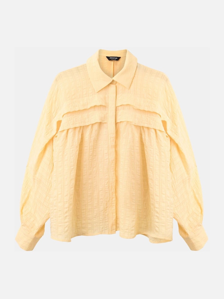 Whistles Yellow Textured Frill Detail Blouse - Image 5 of 5 Whistles Yellow Textured Frill Detail Blouse - Image 5 of 5
