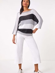 Roman Grey Colour Block Slash Neck Jumper - Image 1 of 4