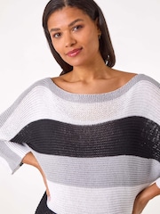 Roman Grey Colour Block Slash Neck Jumper - Image 3 of 4